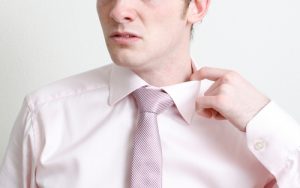 Man is nervous during job interview