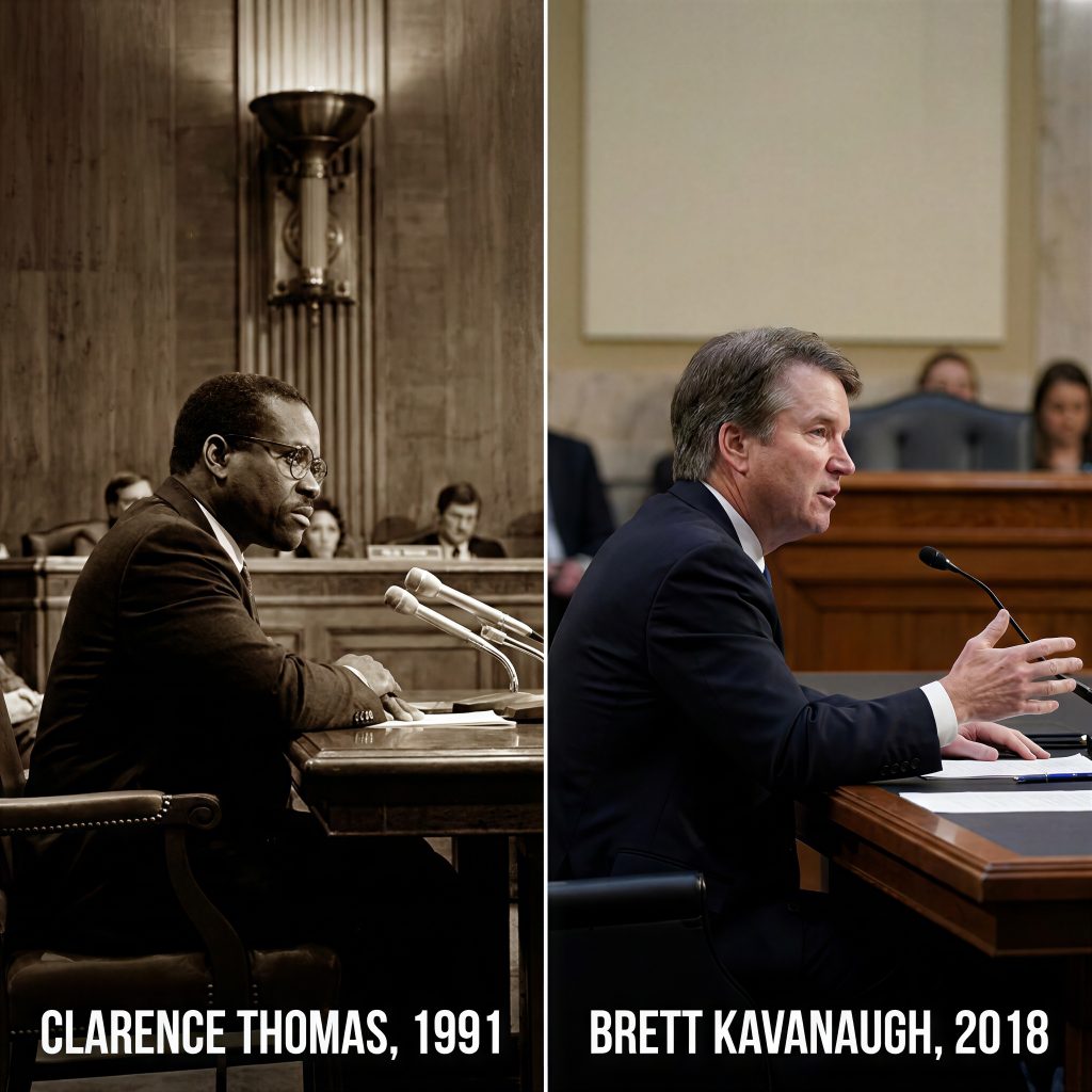 Justices Thomas and Kavanaugh at their respective confirmation hearings