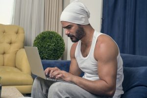 working from home in a relaxed clothing