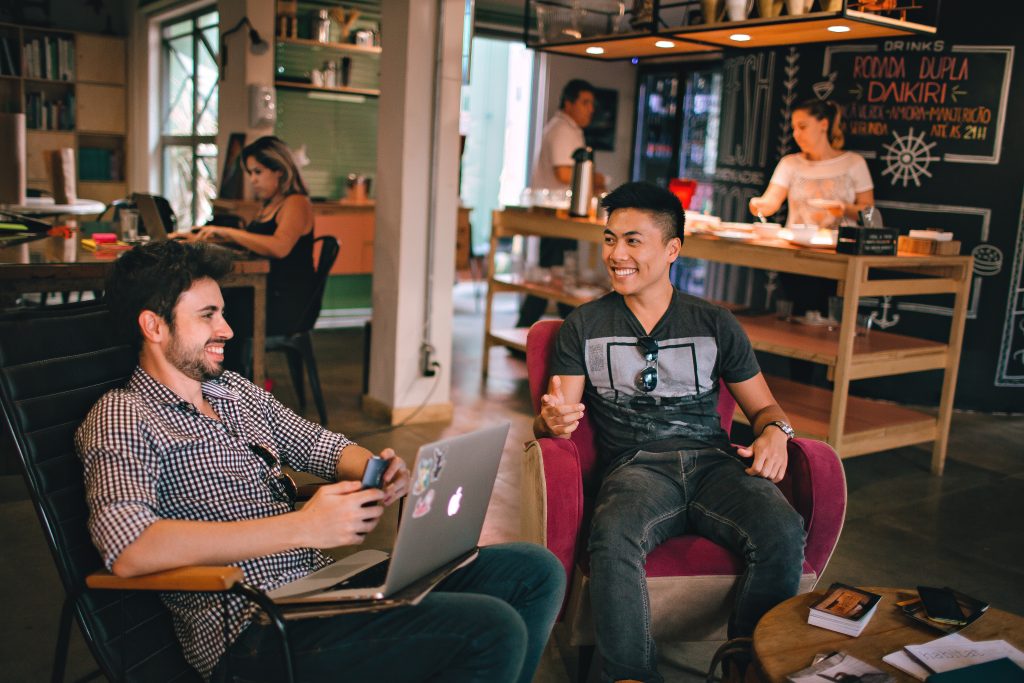 working from home or offsite in a relaxed setting