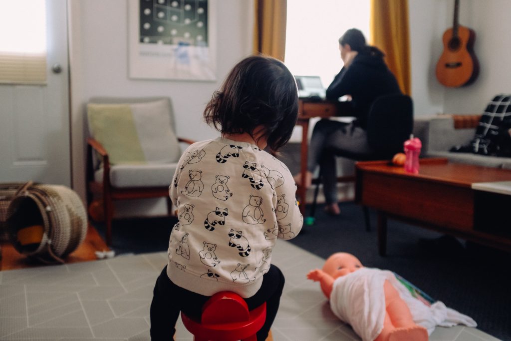 working mom with toddler
