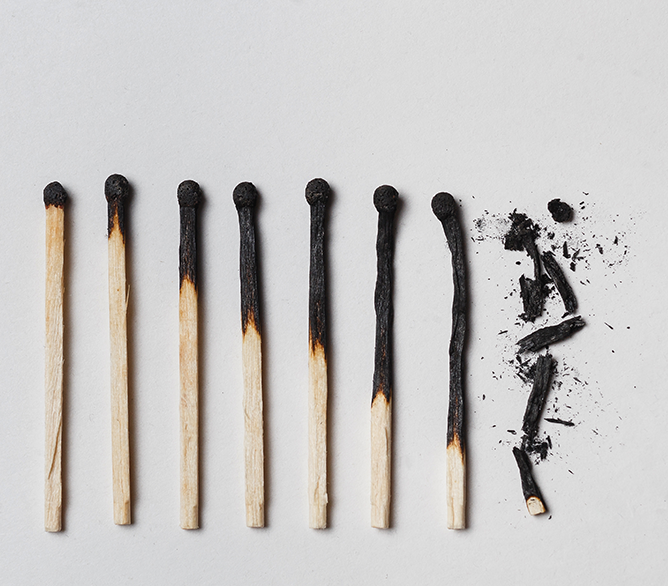 progressively burned matches - burnout