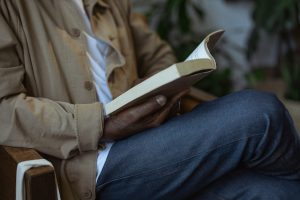 guy reading career book