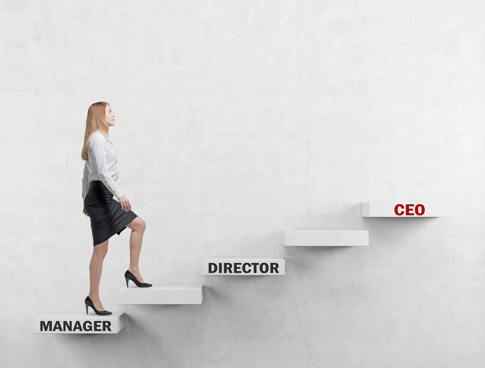 woman on traditional corporate ladder