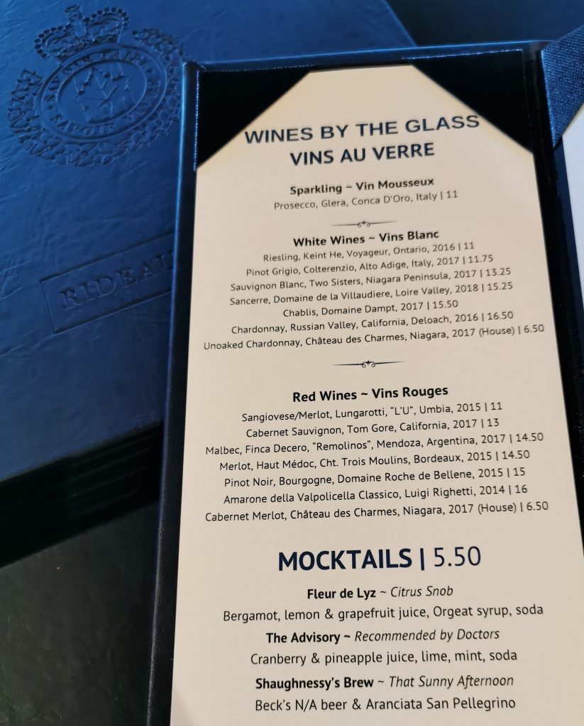 mocktails offered at the Rideau Club in 2019