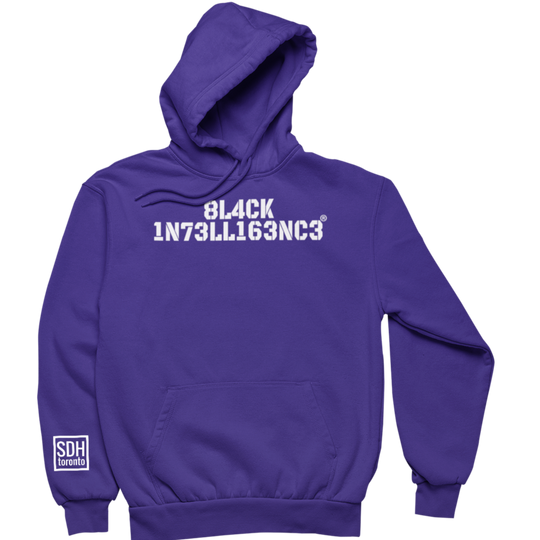 Purple Black Intelligence hoodie to support Black Psychology